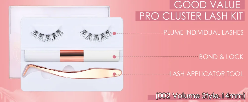 Miuffue C Curl DIY Lash Extension Kit  10Pcs 14mm Lash Clusters with Lash Bond & Seal Lash Applicator Tool  Lash Glue Starter Kit for Self Application  Quick & Easy (Fluffy Style) KIT-001-C Curl-14mm - natural lashes kit