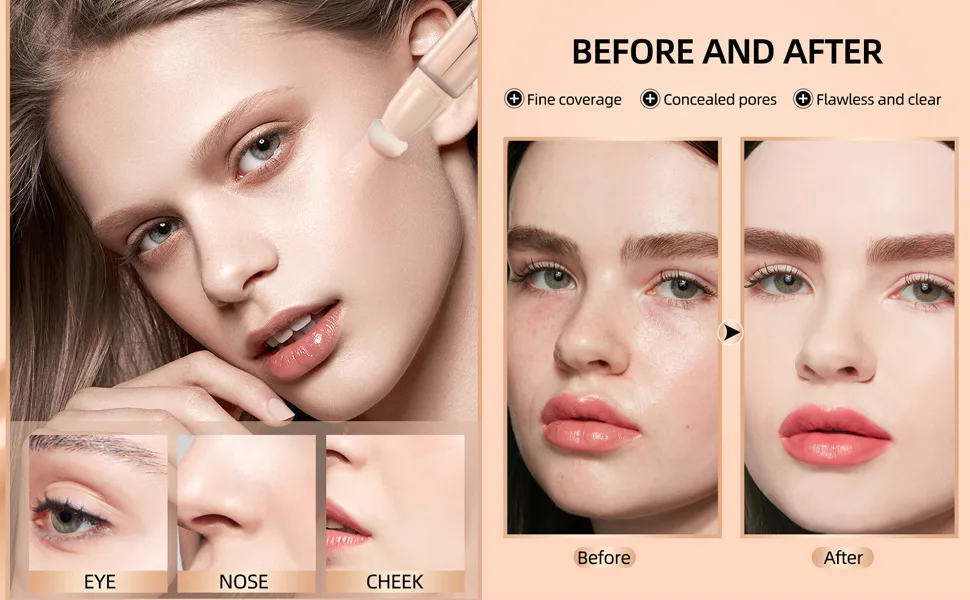 Liquid Foundation Beauty Wand - With Cushion Applicator Easy to Apply  Natural Lightweight Formula  Combination & Oily Skin  SPF 15  Longwear Medium-Full Coverage with Matte Finish (4) - product information 2
