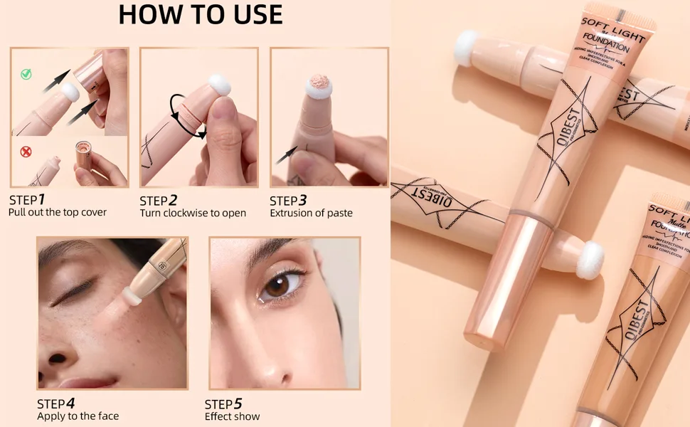 Liquid Foundation Beauty Wand - With Cushion Applicator Easy to Apply  Natural Lightweight Formula  Combination & Oily Skin  SPF 15  Longwear Medium-Full Coverage with Matte Finish (4) - product information 5