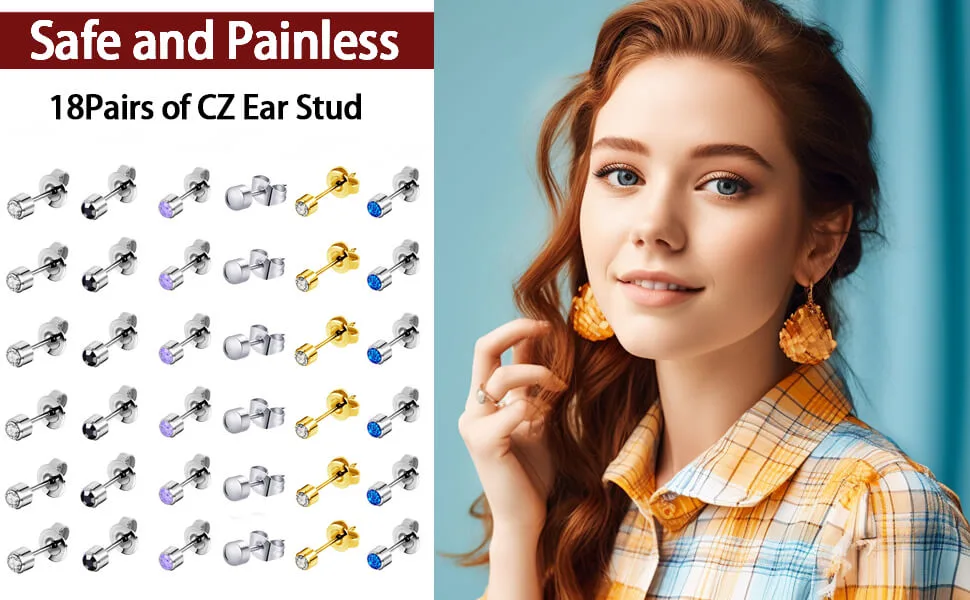 Professional Ear Piercing Kit with 36 Diamond Stud Earrings and Black Ear Piercing Gun 8 Alcohol Pad for Salon and Home Use - display of the ear piercing gun and ear stud kit