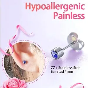 Professional Ear Piercing Kit with 36 Diamond Stud Earrings and Black Ear Piercing Gun 8 Alcohol Pad for Salon and Home Use - size of the ear gun and ear stud