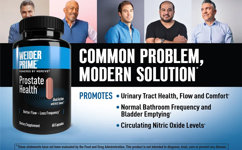 Weider Prime Prostate Health for Men  Dual Action with N.O. Boost  Promotes Flow and Normal Frequency  60 Veggie Capsules - Prostate
