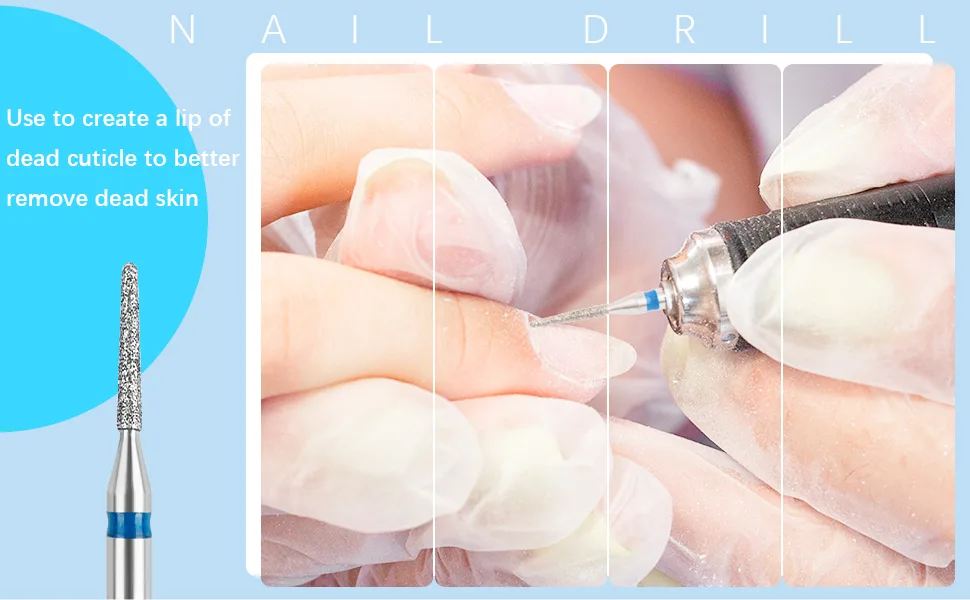 Difenni Cuticle Drill Bit Cuticle Drill Bits for nails 3pcs Diamond Nail Drill Bits for 3/32''Electric Nail File Machine Pedicure Tool - 3pcs Diamond Nail Drill Bits 2