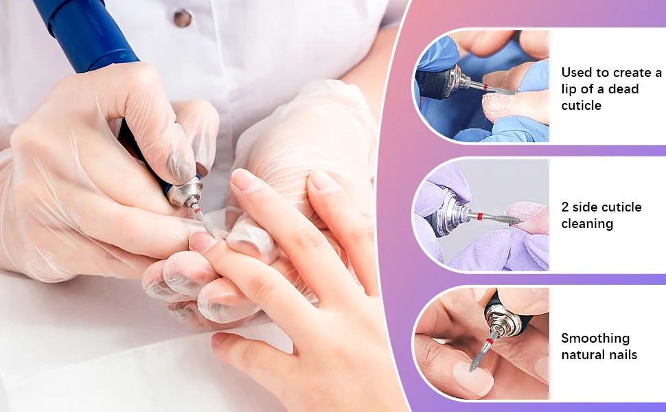 Difenni Cuticle Drill Bit Nail Drill Bits Flame Cuticle Clean Drill Bit for 3/32''Electric Nail File Machine Cuticle Bit Nail Prep Tool Red-Flame - Flame Cuticle Clean Drill Bit3