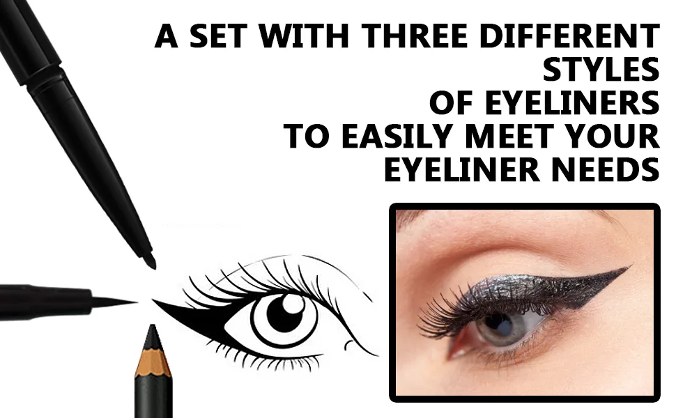 ETEDES 3 Different Precision Liquid Eyeliners Long Lasting Waterproof  3-in-1  Eyeliner *3  Black -0401004 - product information 1
