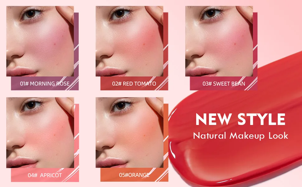 Espoce Liquid Blush  Soft Cream Blush Face Makeup Natural-Looking  Lightweight  Long-Wearing  Smudge Proof  Easy to Blend Blusher Makeup (APRICOT) - blush