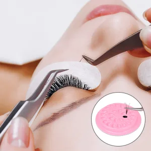 G2PLUS False Eyelashes Glue Holders  100 PCS Disposable Eyelash Glue Holder Plastic Glue Pallet Pad for Eyelash Extensions (Pink) - eyelash glue holder