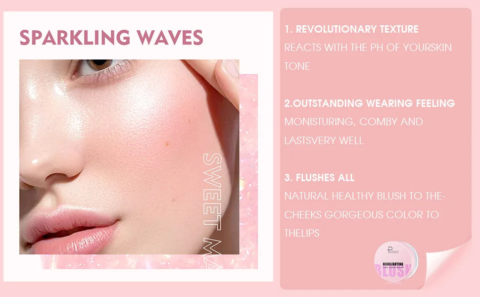 Moisturizing Blush Rouge Magic Color Changing Blusher for Cheek Magic Lip Balm Multi Use Cream Liquid Blush Gel Transparent Lip Gloss Long Lasting Glossy Shiny Blush Makeup (Clear) - blush