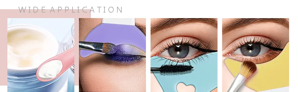 Deacocal Eyeliner Stencils 4Pcs Reusable Silicone Eyeliner Aid Mascara Shield Eyeliner Eyelash Eyeshadow Lipstick Applicator Guide Tool Multifunctional Eye Makeup Tool Easy to Use (Blue) - eyeliner aid