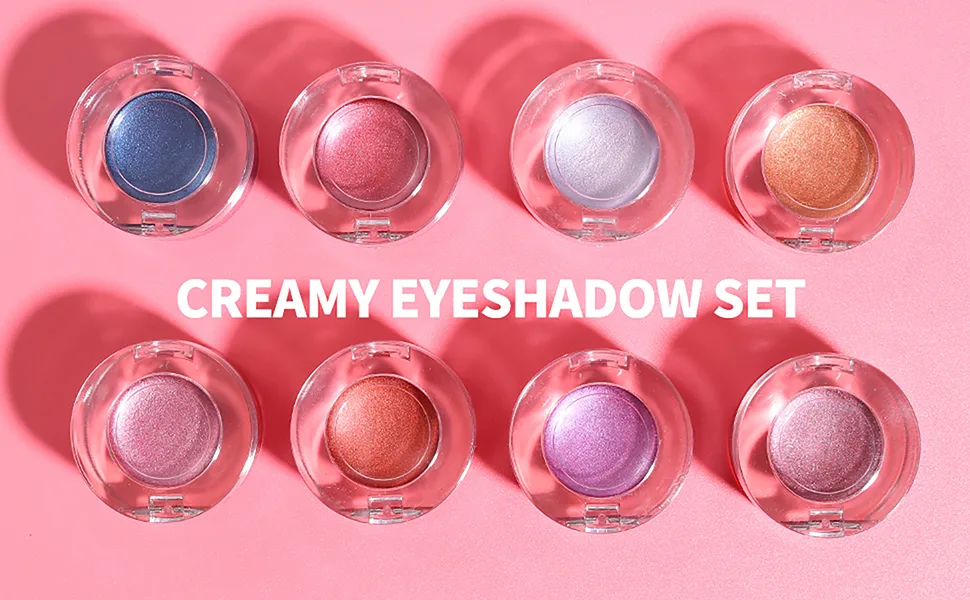 Vodisa Cream Eyeshadow Highly Pigmented Blendable Shimmer Eye Shadow Highlighter Smooth Crease-Resistant Eye Makeup Set - 09 - blue eyeshadow set