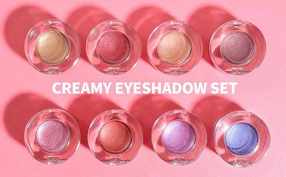 Vodisa Cream Eyeshadow Highly Pigmented Blendable Shimmer Eye Shadow Highlighter Smooth Crease-Resistant Eye Makeup Set - 08 - cream eyeshadow set