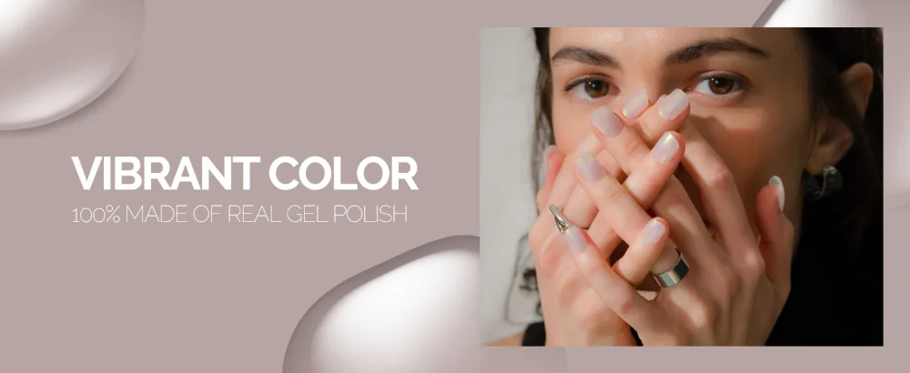 NAILOG Semi Cured Gel Nail Strips (20 Extra Long Stickers/Wraps) | Glossy & Long Lasting Soft Gel Finishing | Pink Moonlight - NAILOG