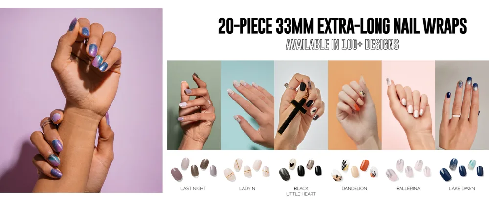 NAILOG Semi Cured Gel Nail Strips (20 Extra Long Stickers/Wraps) | Glossy & Long Lasting Soft Gel Finishing | Pink Moonlight - NAILOG