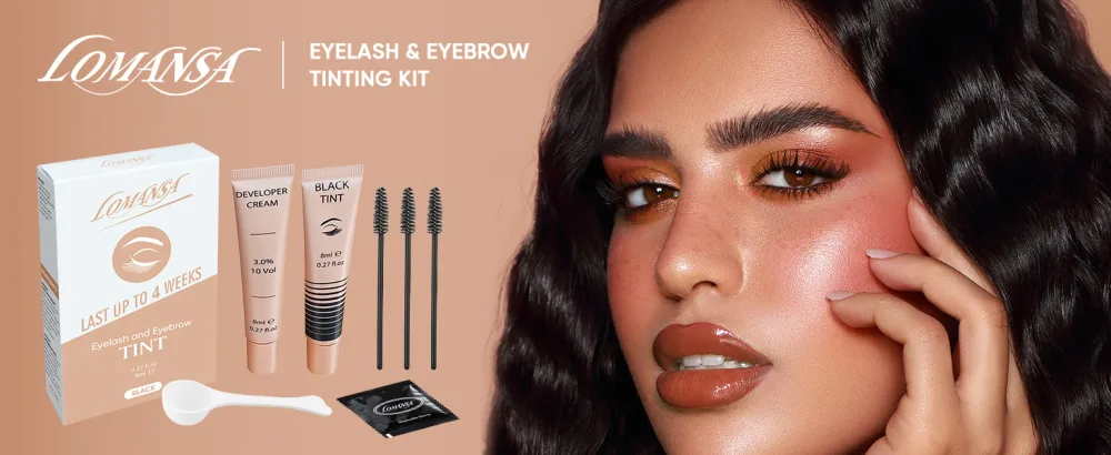 Lomansa Lash Color Kit  Eyebrow Color Black Kit  with Natural Professional Mascara Effects  Safe & Easy to Use at Home Salon - eyelash tint