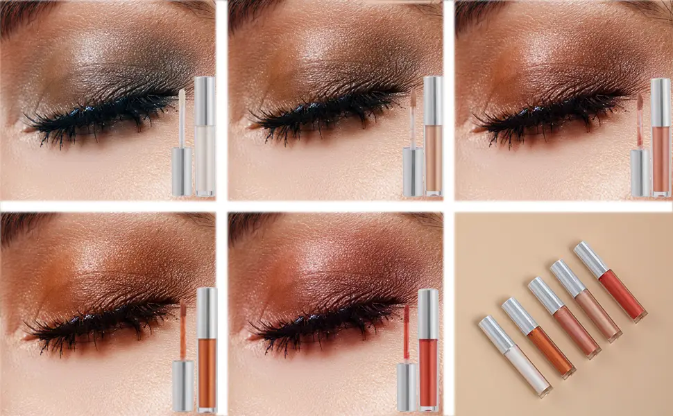 Vodisa Liquid Glitter Eyeshadow  Shimmer Cream Eye Shadow Quick-Drying  Non-Sticky  Blendable Long Lasting Waterproof Brightener Shiny Highlighter Eye Shadow Make Up Set 06 - Liquid Glitter Eyeshadow stick