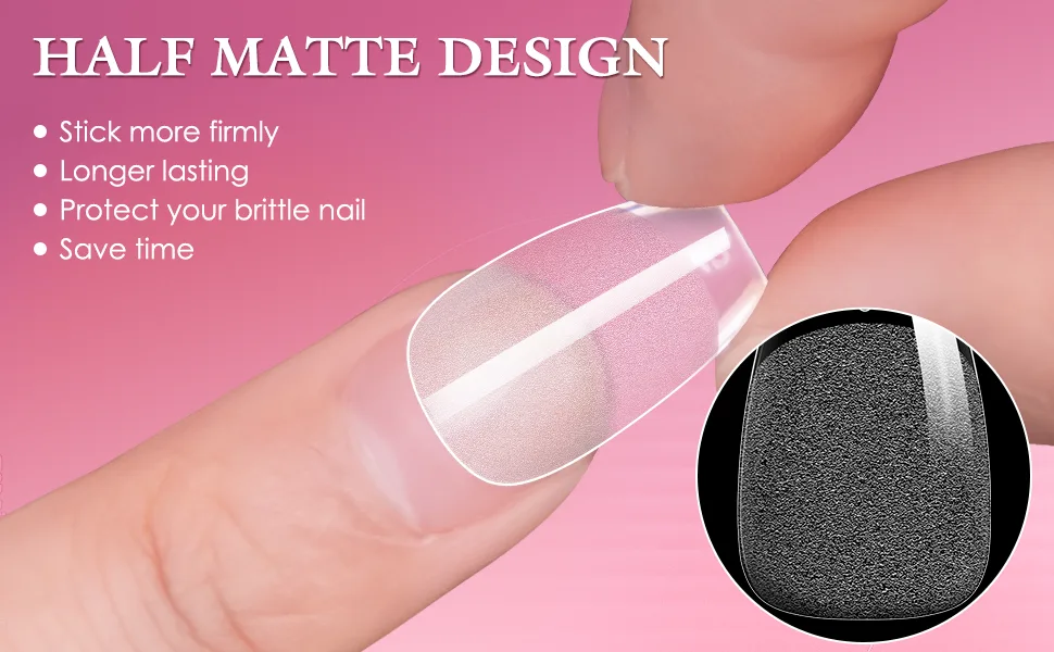 Ranrose 240PCS Short Coffin Nail Tips Half Matte Soft Gel False Tips Full Cover Coffin Shaped Nails Clear Acrylic Tips for Press On Nail Extension DIY  - ciffin nail tips