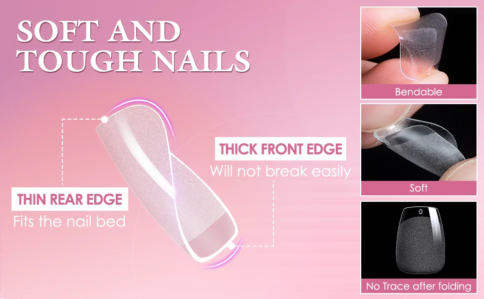 Ranrose 240PCS Short Coffin Nail Tips Half Matte Soft Gel False Tips Full Cover Coffin Shaped Nails Clear Acrylic Tips for Press On Nail Extension DIY  - ciffin nail tips
