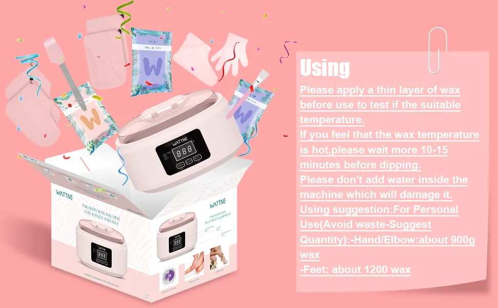 Paraffin Wax Machine for Hand and Feet -Paraffin Wax Warmer Moisturizing Kit Auto-time and Keep Warm Paraffin Hand Wax Machine for Arthritis (-pink) - product information 4