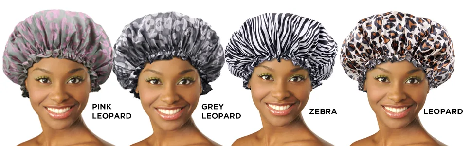 DONNA ARGAN Patterned Sleep Cap XL Light Leopard - Argan black castor oil treatment deluxe pattern sleep cap leopard zebra extra large