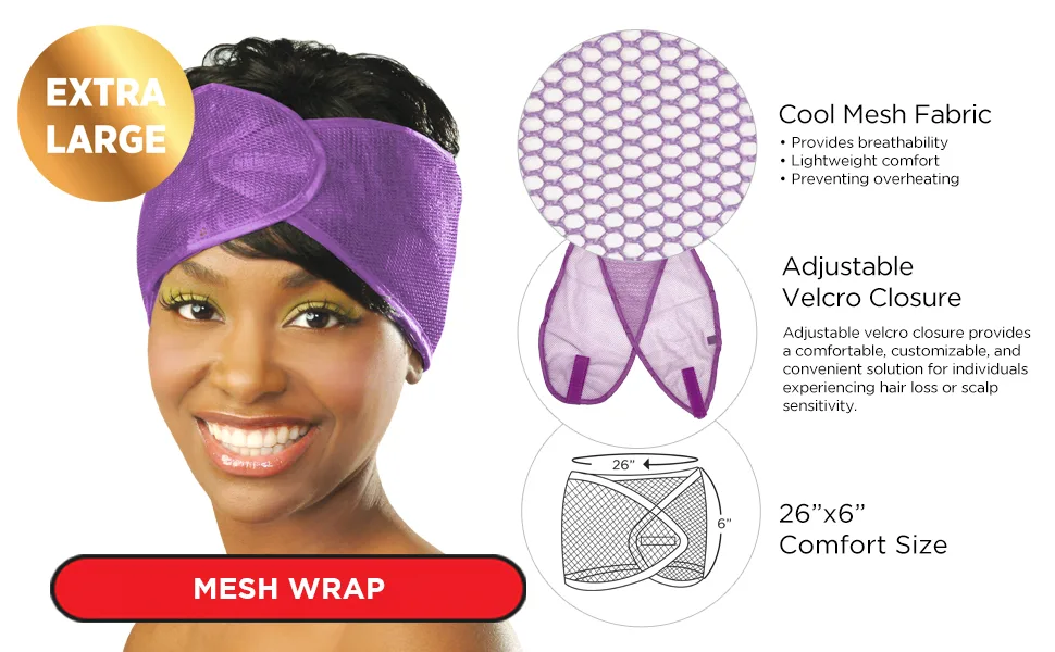 Donna Extra Large Mesh Wrap 1pc Velcro Mesh Wrap  Silk Wraps  Extra Large Mesh Wrap for Women s Hair   White Mesh Wrap PINK - Donna cool adjustable velcro mesh wrap extra large