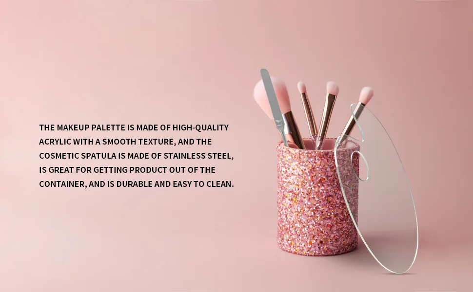 Korean Makeup Spatula Set  Professional Stainless Steel Makeup Spatula With Transparent Acrylic Palette Picasso Foundation Makeup stick Set - Dual function functional Makeup Spatula and color palette with finger holes