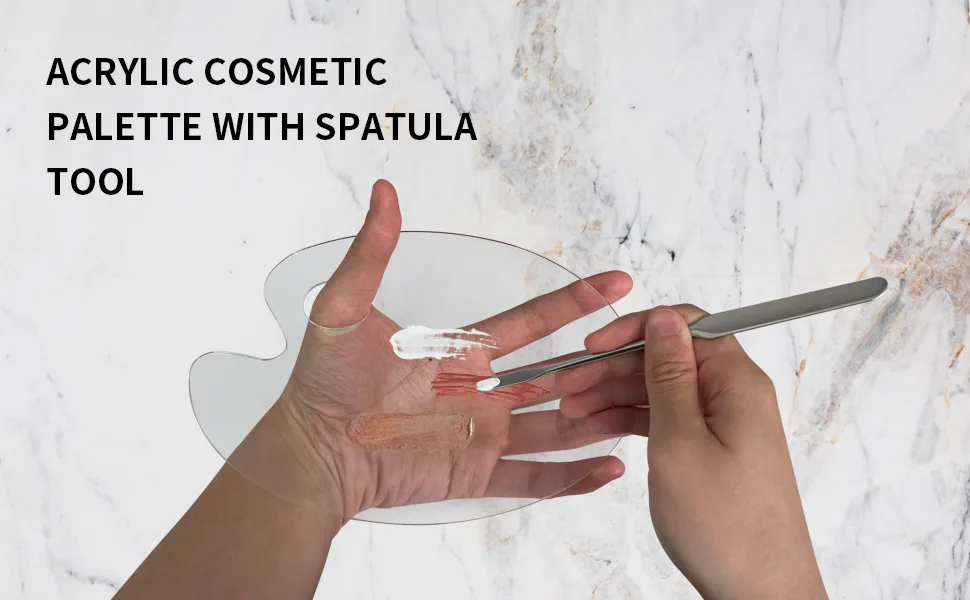 Korean Makeup Spatula Set  Professional Stainless Steel Makeup Spatula With Transparent Acrylic Palette Picasso Foundation Makeup stick Set - Korean Makeup Spatula Set