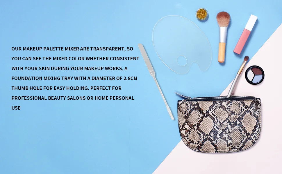 Korean Makeup Spatula Set  Professional Stainless Steel Makeup Spatula With Transparent Acrylic Palette Picasso Foundation Makeup stick Set - small and portable
