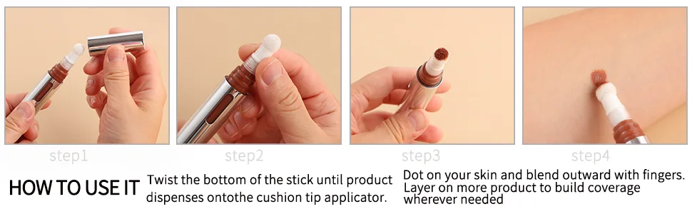 Vodisa Concealer Stick Liquid Face Contour with Applicator Cream Brightener Cushion Foundation Full Coverage Long Lasting Lightweight Under Eyes Blemish Smooth Concealer 02 - concealer