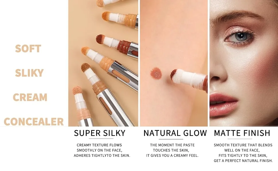 Vodisa Concealer Stick Liquid Face Contour with Applicator Cream Brightener Cushion Foundation Full Coverage Long Lasting Lightweight Under Eyes Blemish Smooth Concealer 02 - concealer stick