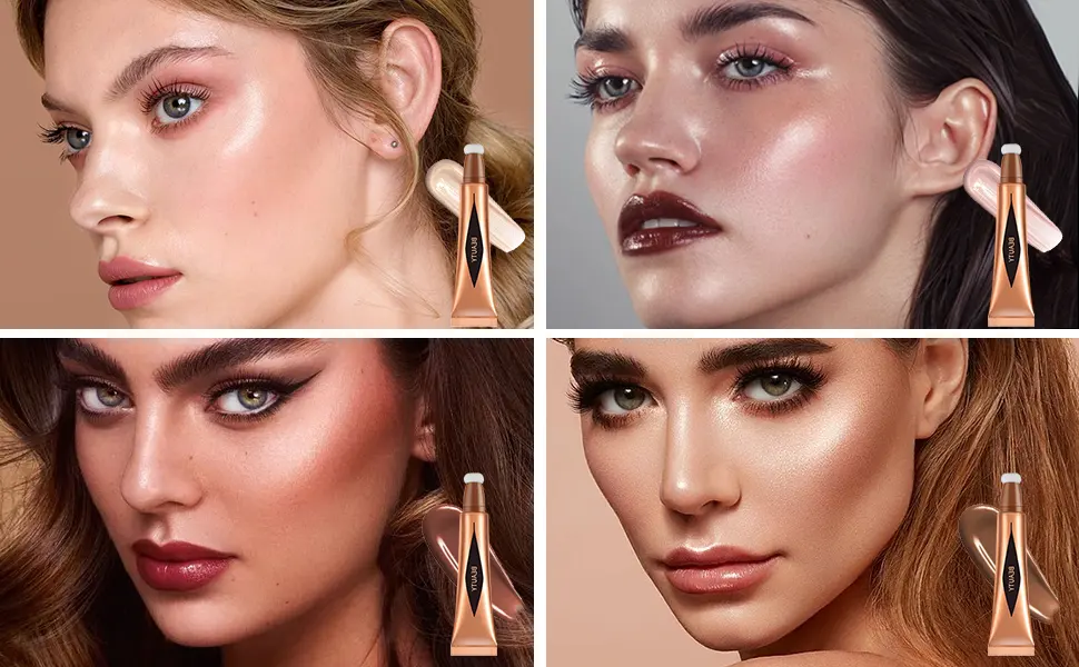 Boobeen Liquid Highlighter Contour Beauty Wand  Cream Bronzer Illuminator Stick with Cushion Applicator  Create 3D Face Makeup 06 - product information 8