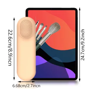 Kicpot Travel Makeup Brush Holder Silicon Makeup Brush bag and Drying net Soft and Sleek Makeup Tools Organizer for Travel(Brown) - toiletry bag