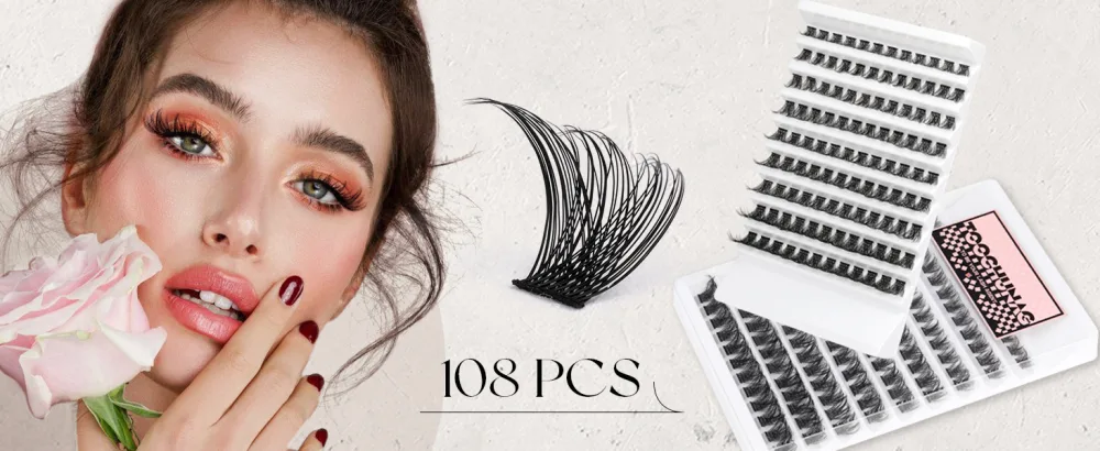 Lash Clusters DIY Lashes Extensions D Curl Individual Lashes 8-16mm Eyelash Clusters 108 pcs Natural Fluffy Cluster Lash Extensions Wispy Eyelashes Extensions DIY at Home by TOOCHUNAG C01 - LASH CLUSTERS