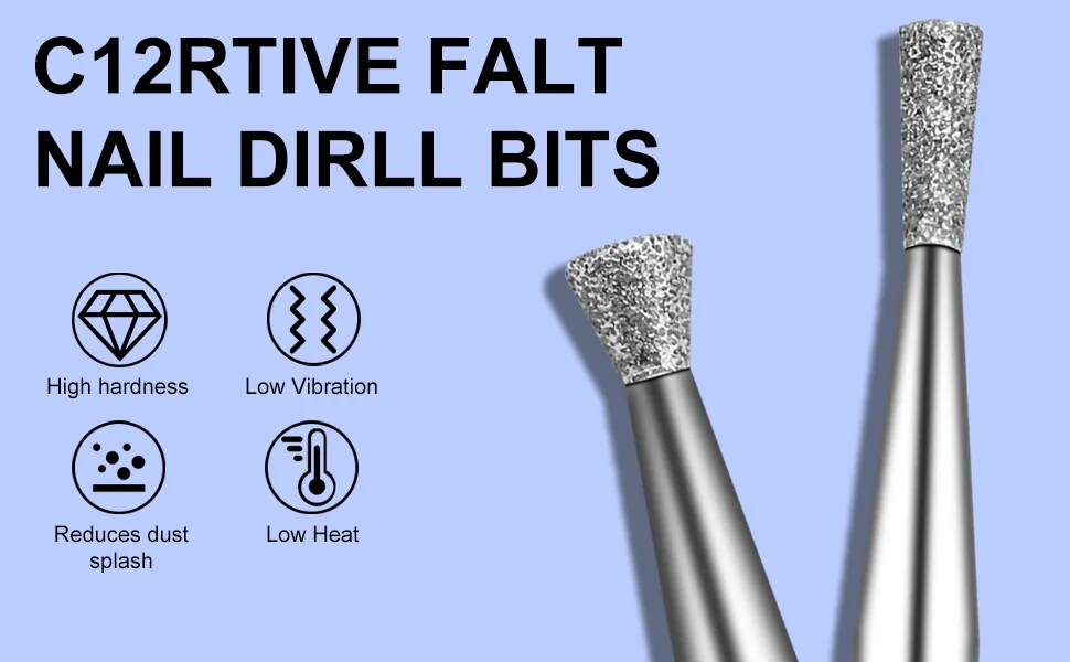 C12rtive 2Pcs Nail Drill Bits Diamond Carbide Conical Micro Cuticle Remover Bit 3/32 Shank Professional Diamond Carbide Nail Drill Bit for Acrylic Gel Nails  Home Salon & DIY - nail drill bits