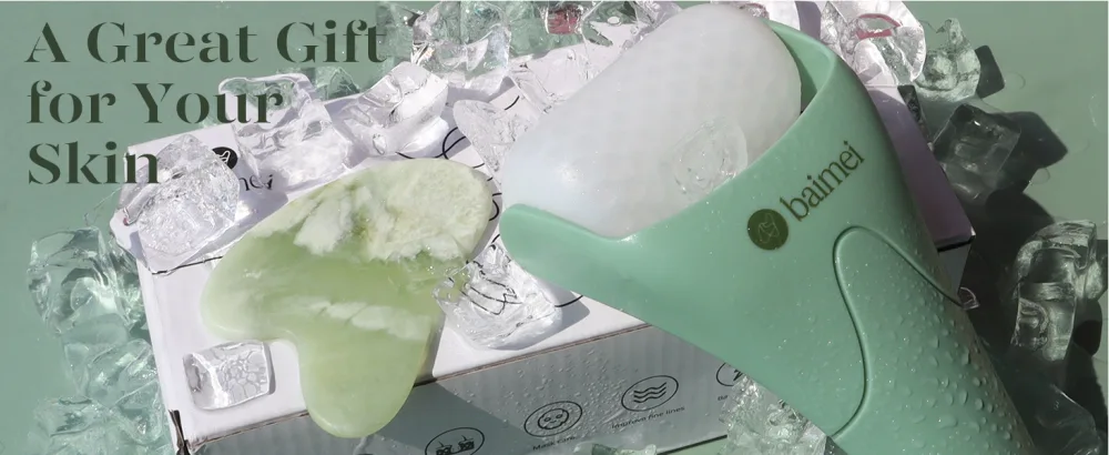 BAIMEI Ice Roller for Face and Gua Sha Facial Tools  Face Eye Massager for Women's Gift Fern - Ice Roller