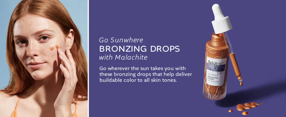 Fieldtrip Go Sunwhere Bronzing Drops with Malachite  Clean  Vegan & Cruelty-Free Skincare  1oz - Fieldtrip, Go Sunwhere, Bronzing Drops, Malachite