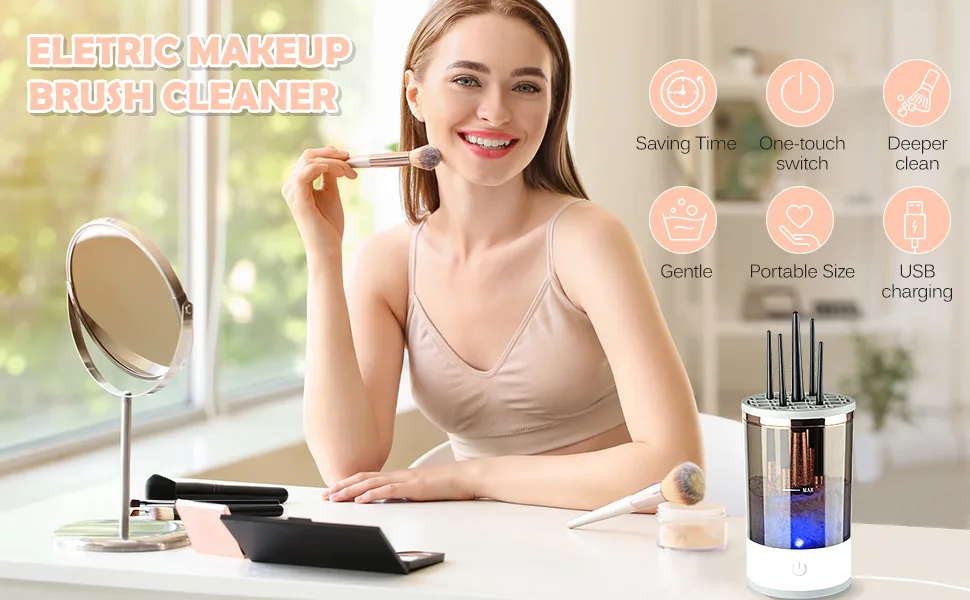 Electric Makeup Brush Cleaner  Makeup Cleaner  Brush Cleaner Fit For All Size Makeup Brush  Beauty Tools  Great Gift For Her  Women  Girlfriend  Female  Valentine's Day - makeup brush cleaner