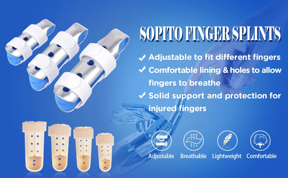 Sopito Finger Splint  7PCS Finger Support Brace Finger Stabilizer for Broken Fingers Straightening Arthritis Knuckle Immobilization Blue - product information 13