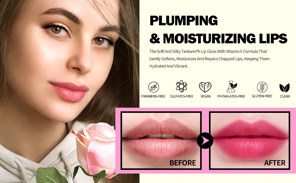 KIMUSE Flower Balm PH Color Changing Lipstick  Long-Lasting Lip Balm and Lip Stain  Moisturizing Natural Lip Balm Pink Flower - color changing lipstick