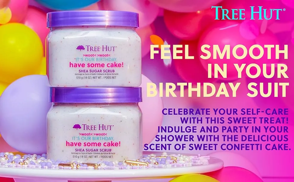 Tree Hut Exfoliating Shea Sugar Scrub Birthday Cake  18 oz - Tree Hut Birthday Cake Sugar Shea Scrub