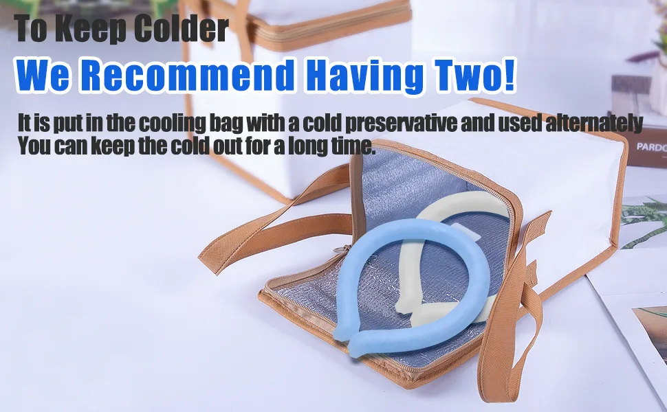 ZLYM Neck Cooling Tube  2Pcs Neck Cooling Ring  Cooling Starts Below 28 C (82.4 F)  Reusable Wearable Cooling Neck Wraps White& Blue - product information 2