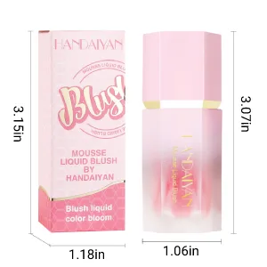 Soft Cream Liquid Blush  Makeup Blush for Cheeks Lightweight Natural Blush Stick with Cushion Applicator Silky Smooth Skin Moisturizing (swipe right) - blush size