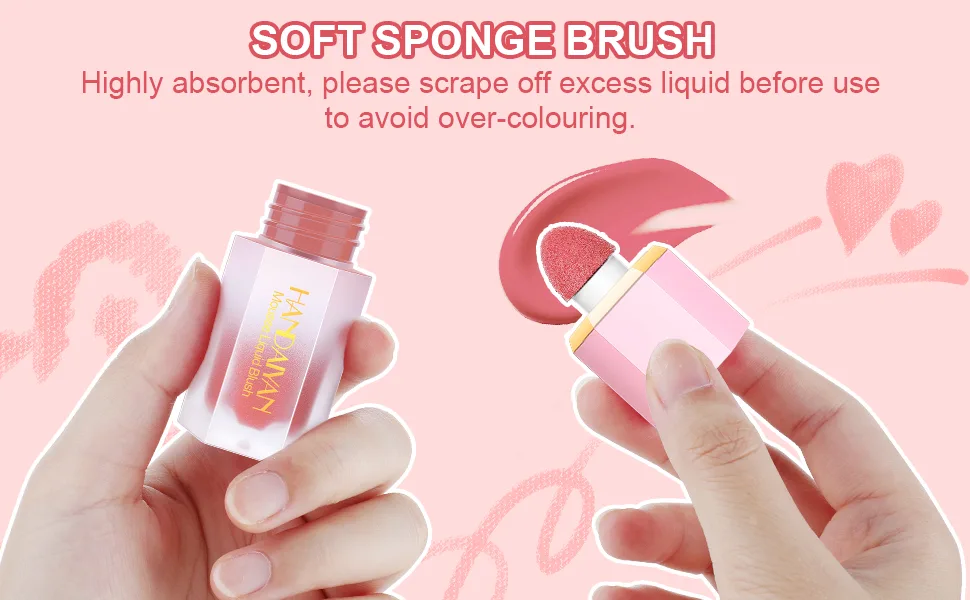 Soft Cream Liquid Blush  Makeup Blush for Cheeks Lightweight Natural Blush Stick with Cushion Applicator Silky Smooth Skin Moisturizing (swipe right) - CUSION BLUSH
