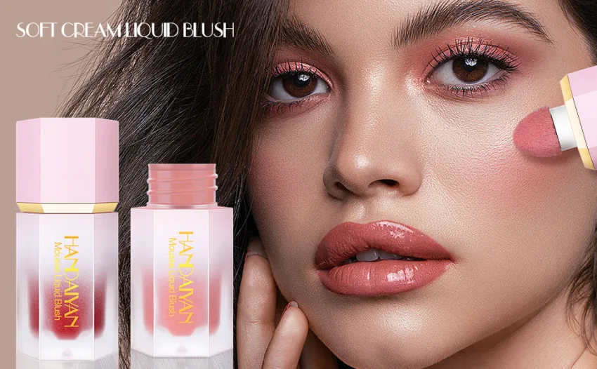 Soft Cream Liquid Blush  Makeup Blush for Cheeks Lightweight Natural Blush Stick with Cushion Applicator Silky Smooth Skin Moisturizing (swipe right) - SOFT CREAM LIQUID BLUSH