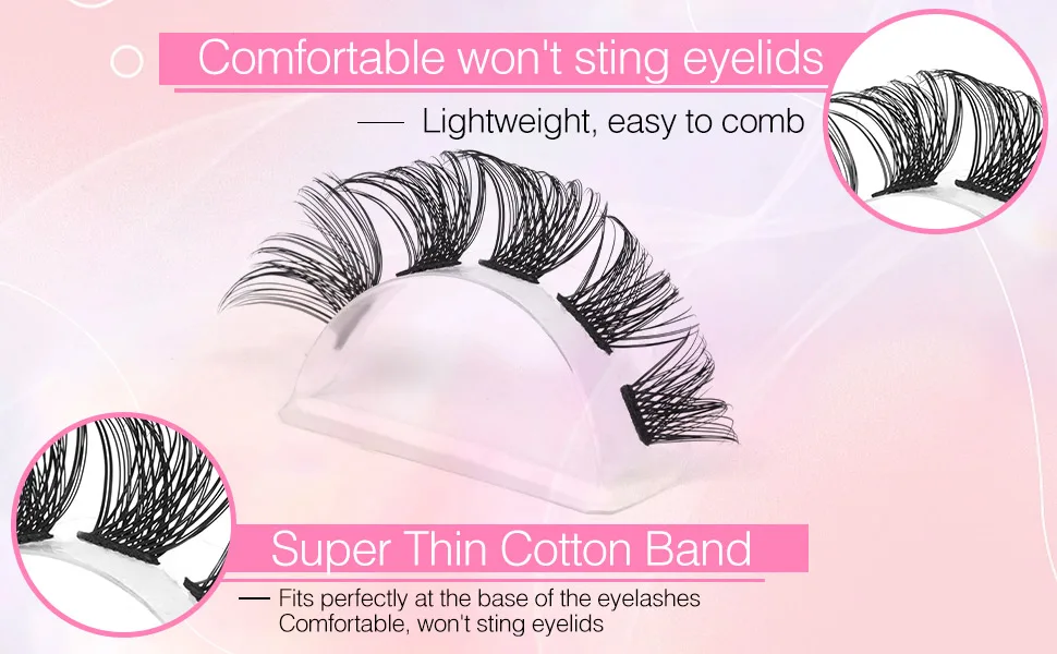 Lash Extension Kit DIY Eyelash Extension Kit  Cluster Lashes Individual D Curl Eyelash Extensions 60 Pcs Clusters Lashes Mink Wispy Fluffy Natural Look Eyelashes by EYDEVRO (10-16mm Mix) - Cluster Lashes D Curl False Eyelashes