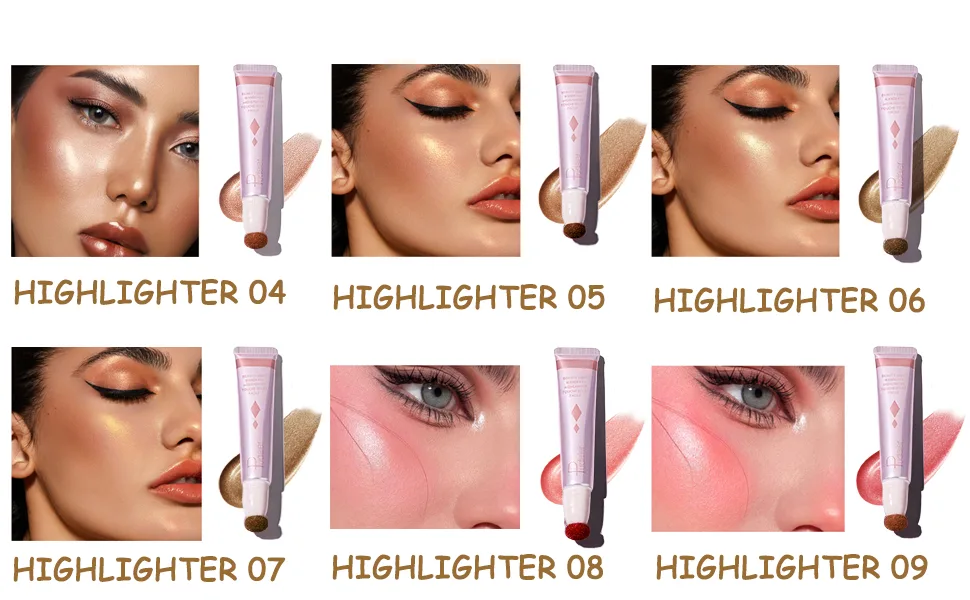 Liquid Contour Beauty Wand  Cream Contour Stick with Cushion Applicator  Long Lasting Smoothly Silky Makeup Highlight Lightweight Blendable Cream Stick Makeup (CONTOUR 02) - HIGHLIGHTER