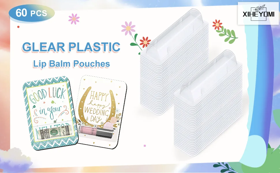 20 Pcs Lip Balm Pouches Plastic Money HolderClear Lipstick Holder Clear Plastic Domes for Gift Card DIY Crafts with Double Side Tape - product information 8