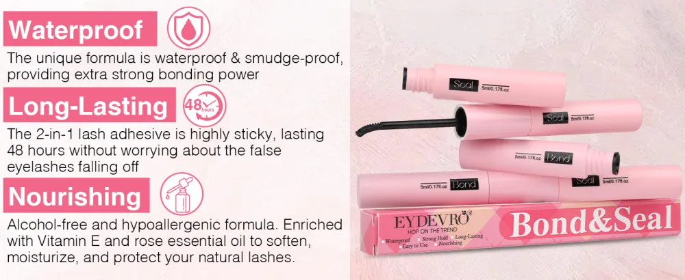Lash Bond and Seal Lash Clusters Glue DIY Eyelash Extensions Adhesive Individual Lash Glue for Sensitive Eyes  Strong Hold 48 Hours & Latex Free  by EYDEVRO - Y28-31A
