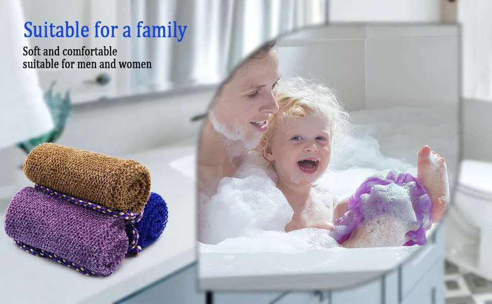 3 Pieces African Net Sponge with Handles Long African Exfoliating Net Washcloth Bath Sponge Net Cloth Wash Net Body Back Scrubber for Shower Loofah - product information 24