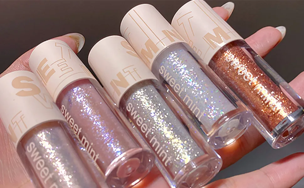 Bekoeen 5 PCS Liquid Glitter Eyeshadow Korean Makeup Under Eye Shadow Bling Pigmented  Long Lasting  Quick Drying  Loose Glitter Glue for Crystals EyeMakeup - eyeshadow