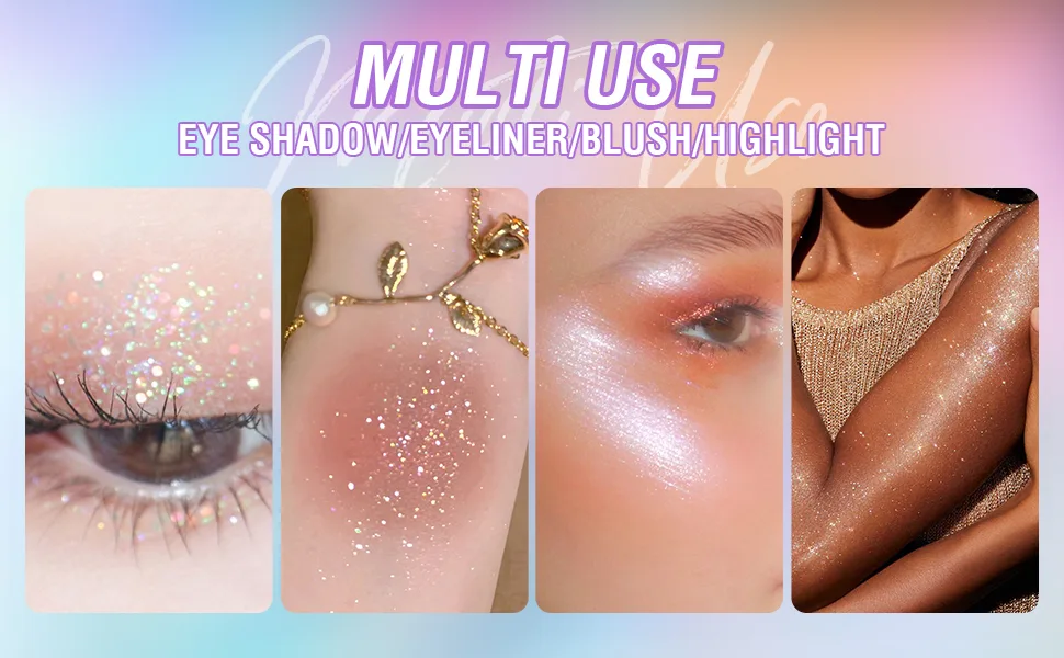 Bekoeen 5 PCS Liquid Glitter Eyeshadow Korean Makeup Under Eye Shadow Bling Pigmented  Long Lasting  Quick Drying  Loose Glitter Glue for Crystals EyeMakeup - product information 4